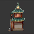 Traditional Chinese Architecture With Green Tile Roof Decorative Eaves Lanterns Dragon Ornament And Sign