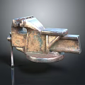 Rustic Metal Bench Vice With Silver Copper Finish And Round Base Clamping Tool 3d model