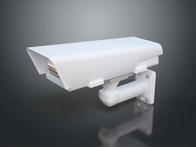 White Digital Security Camera With Sturdy Mounted Bracket For Surveillance Systems 3d model