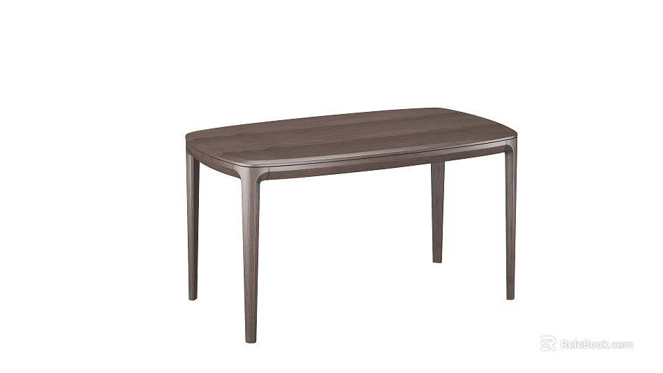 Modern Wooden Dining Table With Rectangular Top And Slim Sleek Legs Design 3d model