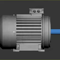 White Electric Motor With Ribbed Casing Base Mount And Front Vent Grille 3d model