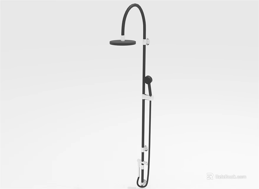 Modern Black Shower Head Design With Adjustable Arm And Fixed Spray Nozzle 3d model 