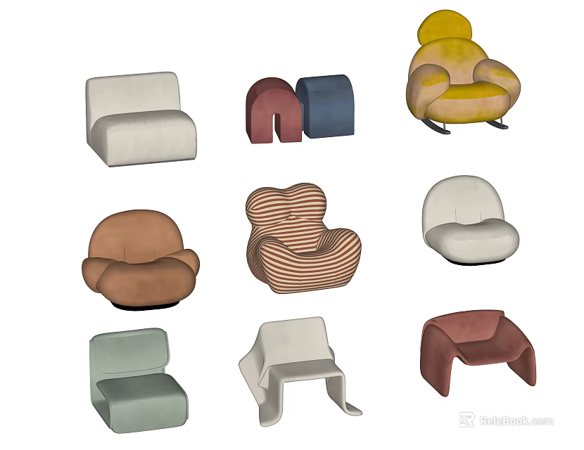 Single Seater Sofa With Diverse Modern Designs And Various Color Options 3d model 