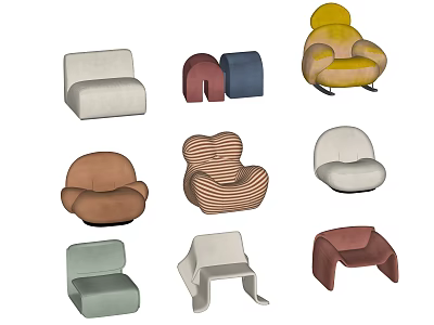 Single Seater Sofa With Diverse Modern Designs And Various Color Options 3d model