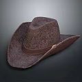 Stylish Brown Patterned Cowboy Hat With Leather Band For Everyday Use 3d model