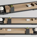 Modern Minimalist Landscape Seat With Wooden Surface Black Frame Green Plants And White Lamp