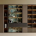 Modern Sideboard With Glass Doors LED Lighting Storage Shelves And Decorative Panel