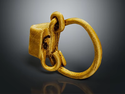 Elegant Vintage Gold Jewelry Ring With Square Lock And Loop Design 3d model