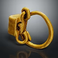 Elegant Vintage Gold Jewelry Ring With Square Lock And Loop Design