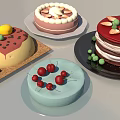 Fresh Colorful Assorted Decorated Cakes With Cherries Strawberries And Chocolate Toppings