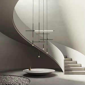 Modern Stair Sculpture Chandelier Rotating Stair End View 3d model