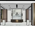 Elegant Hotel Lobby Interior With Marble Reception Desk And Feature Wall 3d model