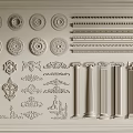 French carved plaster line carved lamp panel Roman pillar corner line plaster line 3d model