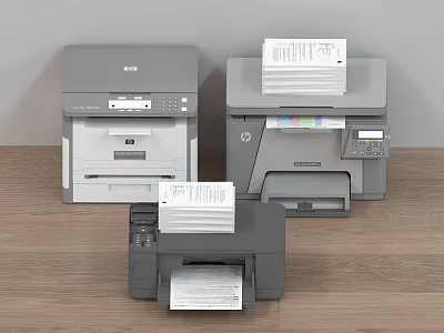 HP Multifunctional Office Appliances Gray and White Printers for Workplace Use 3d model
