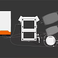 Industrial Mechanical Equipment Featuring White Body Orange Control Panel Connecting Pipes And Cylindrical Container