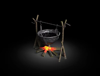 Cooking in the open air 3d model