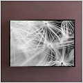 Black and White Dandelion Plant Painting Framed for Interior Wall Decor