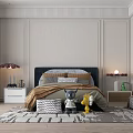 Kids Room Interior With Dark Headboard Bed Pillows Plush Toys Nightstands And Wall Paneling