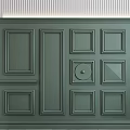 Green Modern Double Doors With Decorative Panel Design And Classic Details 3d model