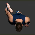 Male Athlete Doing Leg Lift Exercise With Blue Tank Top Black Shorts And Blue Sneakers