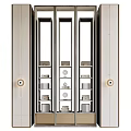 Modern Decorative Cabinet With Glass Doors And Display Shelves For Ornaments