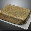 Natural Stone Block Featuring Rustic Brown Green Surface Texture On White Pad 3d model