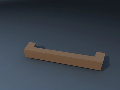 Brown Rectangular Door Handle On Gray Flat Surface With Simple Design 3d model