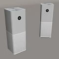 Two White Column Air Purifiers With Mesh Panels And Circular Logo Design 3d model