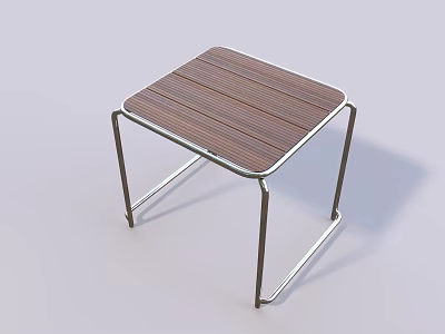 Modern Simple Coffee Table With Wooden Striped Tabletop And Metal Frame 3d model