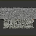 Detailed Miniature Stone House Model Featuring Tile Roof And Small Windows