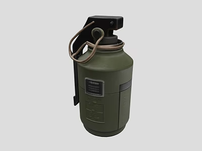 Military Olive Green Hand Grenade With Pull Ring Fuse And Metal Label 3d model