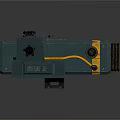 Vintage Teal Digital Camera Body Design Featuring Yellow Stripe Control Knobs And Lens