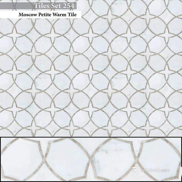 Geometric Marble Tile Component With Repeating Pattern Gold Lines And White Background 3d model 