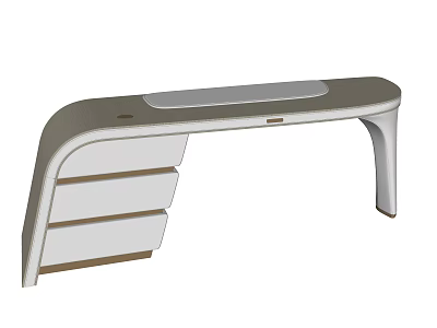 Modern Sleek Desk Design With Curved Surface And Storage Drawers 3d model