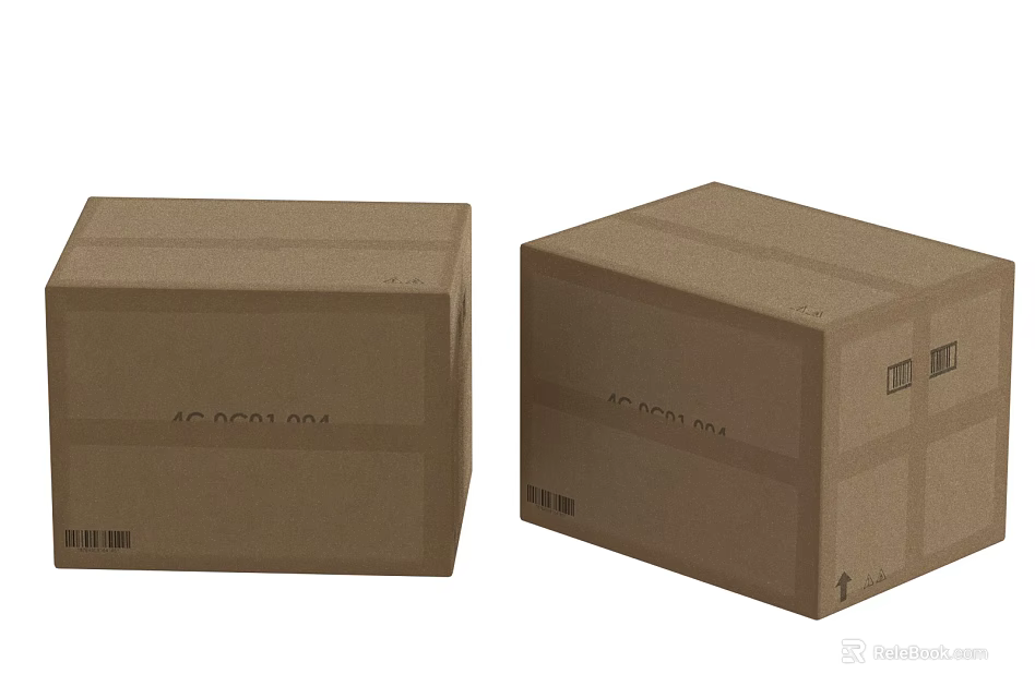 Sturdy Brown Cardboard Packaging Boxes With Labels And Barcode For Shipping 3d model 
