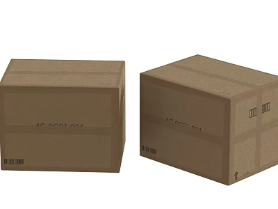 Sturdy Brown Cardboard Packaging Boxes With Labels And Barcode For Shipping 3d model