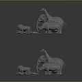 Collection of Various Animal Figurines Including Elephants Giraffes and Lions on Gray Background