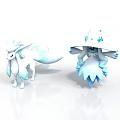 Two White Blue Cartoon Characters With Fluffy Tail Fox And Ice Crystal Hat Decorations