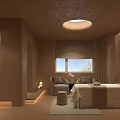 Serene SPA Sauna Interior With Massage Bed Cozy Chairs Soft Lighting And Relaxing Wellness Space