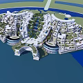 Unique Modern Island Hotel Building With Green Vegetation And Waterfront Unique Architecture Design