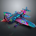Colorful Sci Fi Artistic Airplane Model With Intricate Patterns And Vibrant Decorations 3d model