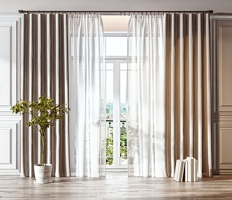 Modern Curtain Roman Rod Curtain 3d model