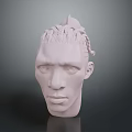 Character Head 3D Model with Braided Hair and Horn Like Decoration in Soft Pink Tone
