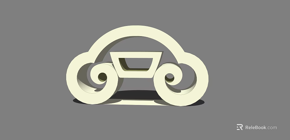 White Decorative Ornament Set with Classical Cloud Pattern Curly Design and Hollow Square Center 3d model 