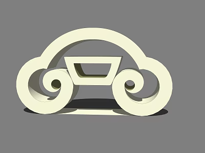 White Decorative Ornament Set with Classical Cloud Pattern Curly Design and Hollow Square Center 3d model