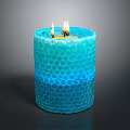 Elegant Blue Household Candle With Honeycomb Texture And Burning Wicks