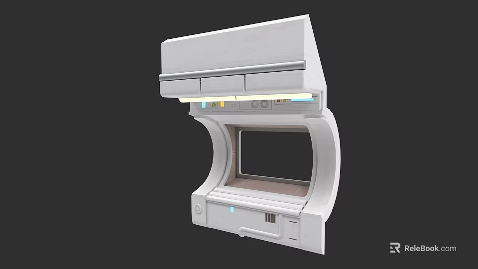 Modern White Bay Window Design With Storage Cabinets And LED Lighting 3d model 