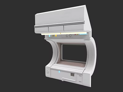 Modern White Bay Window Design With Storage Cabinets And LED Lighting 3d model