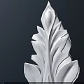 White Leaf Shaped Three Dimensional Carving Decoration Against Dark Background With Reflection 3d model