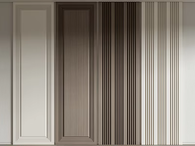 Modern Wainscoting Wall Panel Designs With Vertical Slats And Neutral Tones 3d model